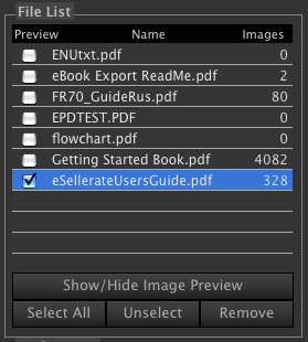 PDF Image Extractor file list screenshot.
